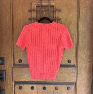 Ralph Lauren Dark Coral Cable-Knit Pullover Sweater Size M thumbnail 5
