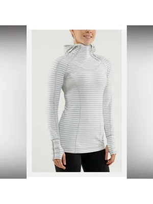Lululemon Run: Back On Track Pullover – Size 10 – Silver Spoon Stripe thumbnail 2