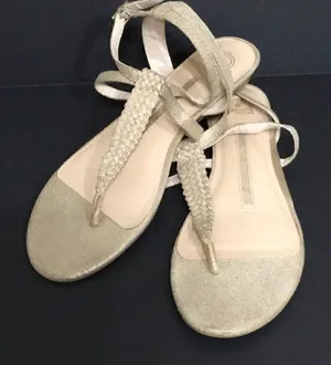 Nude and gold metallic fleck leather sandals Gold Size 8 thumbnail 1