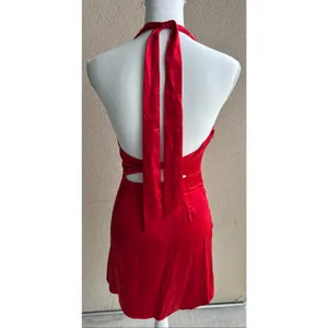 NWT Angel Biba Selfie Leslie Red Satin Mini Dress Open Back Size Small thumbnail 6