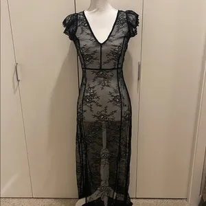 Honey punch black lace dress size small #128 thumbnail 2