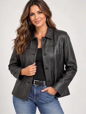 Outbrook Vintage Black Genuine Leather Jacket Small Nappa Moto Tailored Coat thumbnail 1