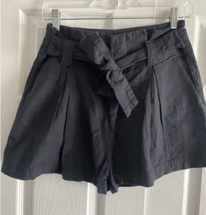Free People Paperbag Waist Shorts Womens Size 2 Grey Linen‎ Blend Boho Casual thumbnail 1