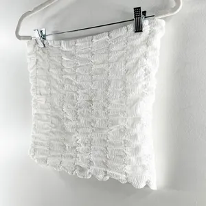 Anthropologie Strapless Ruched Crop Tube Tank Top White Medium thumbnail 7