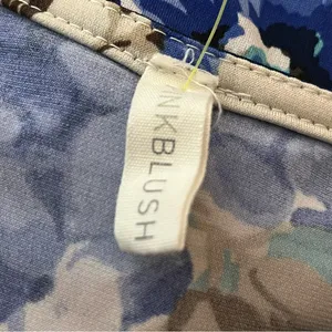 PinkBlush Floral Faux Wrap Maternity Dress Stretch Long Sleeve Beige Blue M/L thumbnail 3