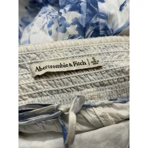 Abercrombie & Fitch Tiered Ruffle Maxi Dress Small White Blue Sundress Tie Back thumbnail 7