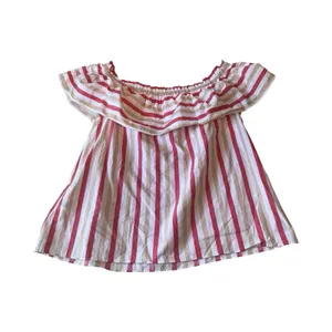 Kate Spade‎ New York Pink Striped Off Shoulder Ruffle Cotton Top H317 Large thumbnail 6