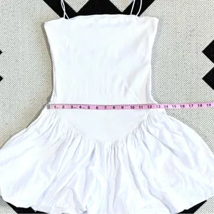 Zara Mixed Ribbed Poplin Balloon Mini Dress in White Medium thumbnail 11