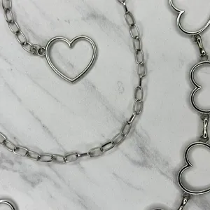 Open Heart Silver Tone Chain Belt One Size (OS) ✨ thumbnail 11