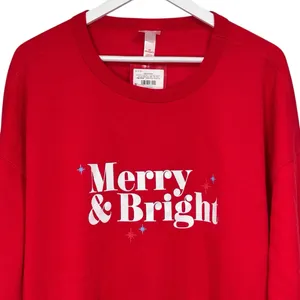 Merry & Bright Graphic Christmas Holiday Red Sweatshirt size 2X NWT Womens thumbnail 2