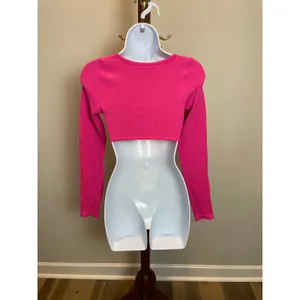 Sincerely Jules Crop Top Size S Pink Rhinestone Fringe Long Sleeve New With Tag thumbnail 3