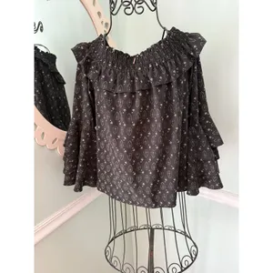 Misa Los Angeles Saskiya Black Multi Off-The-Shoulder‎ Printed Blouse Size Small thumbnail 4