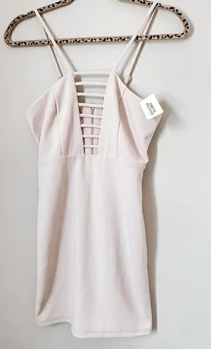 NWT Forever 21 nude caged neck strappy bodycon mini dress thumbnail 1