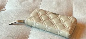 Kate Spade Astor Court Neda Quilted Leather Zip Around Wallet WLRU1240 Bone thumbnail 1