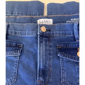 Nicole Miller Nomad Super High Rise Flare Jeans Womens 8 Blue Excellent Stretch thumbnail 9