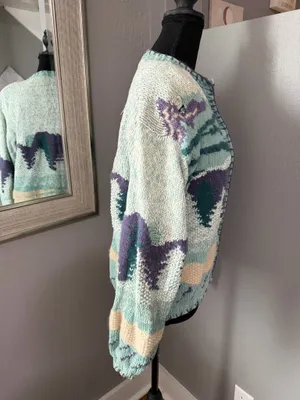Heirloom Collectibles VTG Heirlooms Hand Knit Wool Blend Cottagecore Grannycore Cardigan Large. thumbnail 5
