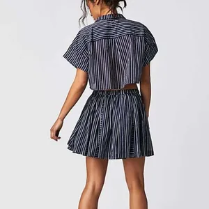 Free People Prepped and Ready Skort Set Size Small Navy‎ Blue Stripe NWT NEW thumbnail 2