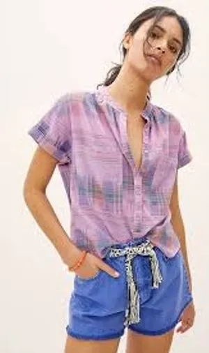 Anthropologie Pilcro Purple Short Sleeve Blouse Sz XS Boho thumbnail 1