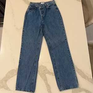 Princess Polly Holly Asymmetrical Straight Leg Denim Jean Womens 2 Mid Wash Blue thumbnail 4