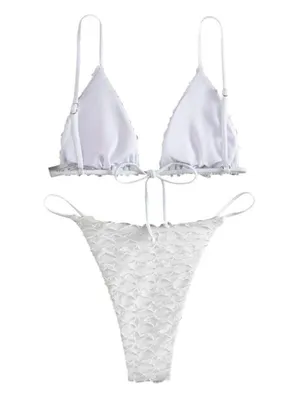 White Textured Bikini Set Medium NWOT thumbnail 4