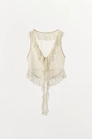 BNWT Zara Cream Ruffled Lace Top   thumbnail 5