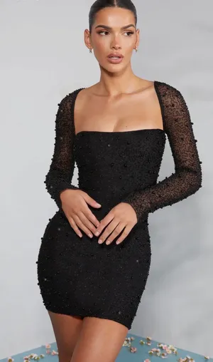 Oh Polly Long Sleeve Embellished Corset Mini Dress thumbnail 1