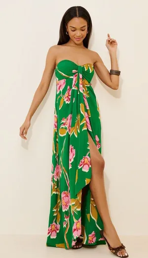 ATSU Anthropologies Strapless Sash Maxi Dress Size Small thumbnail 1