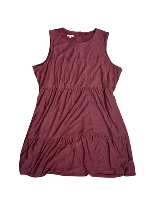 Maurices Rust Maroon Burgundy Swiss Dot Tiered Sleeveless Casual Dress thumbnail 2