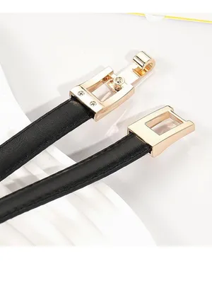 NWT!! Glamorstar Adjustable Skinny Belt in Black with Gold Hardware thumbnail 5