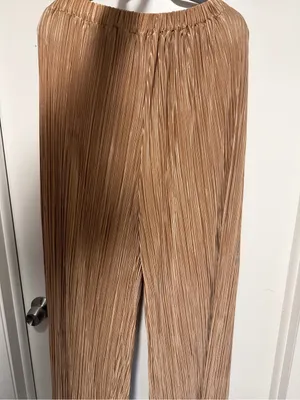 SheIn Pleated Wide-Leg Pants Set- Brown thumbnail 2