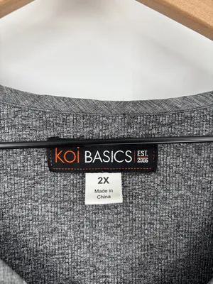 Koi Basics Charlotte scrub top heather gray 2x A thumbnail 2