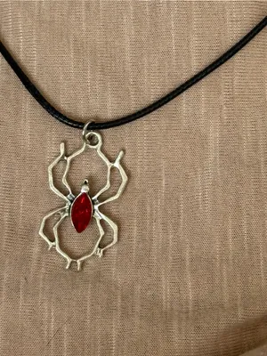 Red Spider Pendant Black Cord Necklace - Unbranded thumbnail 2