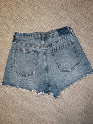 Abercrombie & Fitch Black Distressed High-Rise Denim Shorts 90s relaxed cutoff 8 thumbnail 4