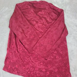 Vintage Jaclyn Smith Poppy‎ Red Pajama Top Blouse with Rose Motif Size Large thumbnail 7