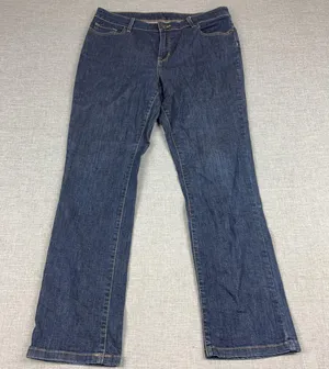 L.L.Bean Jeans Womens 14 Blue Medium Wash Favorite Fit Straight Stretch Denim thumbnail 1