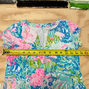 Lilly Pulitzer Tropical Reef Sea Life Print Split Neck Knit Shift Mini Dress XXS thumbnail 9