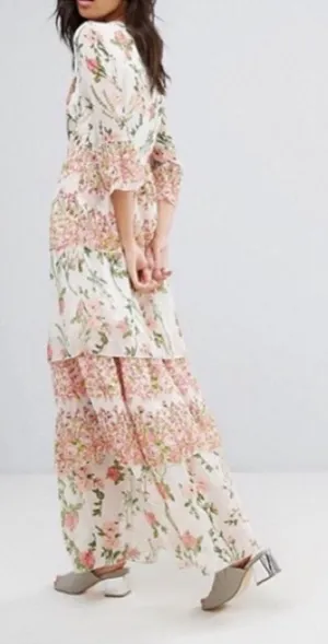 Vero‎ Moda Floral Ruffle Tiered Maxi Dress C27 thumbnail 1