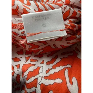 Tory Burch Orange Coral Print Cotton Tunic Top Herringbone Trim Size 8 thumbnail 8