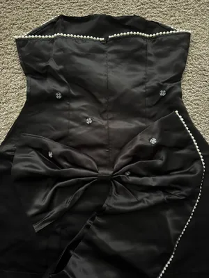 Silk Mini Black Hoco Dress Size M thumbnail 4
