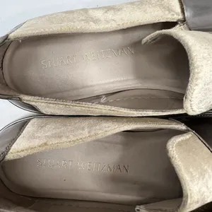 Stuart Weitzman Sz 9 The Boyband Gold Gilt Pane Velvet Slip Sneaker Shoe Women's thumbnail 12