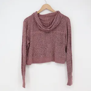 Out From Under Hoodie Women L Henley Mauve Space-Dye Cropped Pullover Excellent thumbnail 5