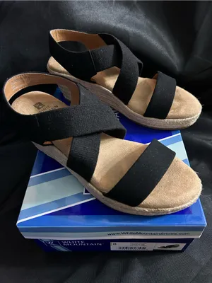 White Mountain Yanda Black Espadrille Wedge Sandals In Original Box SZ 8 thumbnail 3