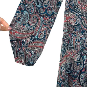 TALBOTS Teal‎ Paisley Stretch Shirred Blouson Midi Dress Size L Large Classic thumbnail 2
