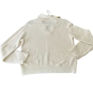 Roller Rabbit Organic Cotton‎ Blend Oversized Rocio Collared Sweater Cream Beige thumbnail 4
