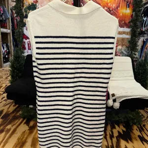 Universal Threads Womens Striped Polo Sweater Vest Dress Cream Navy Blue Size M‎ thumbnail 4