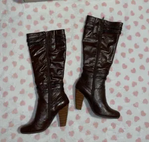 Bordeaux Bass Shoes Bass Brown Knee High Heel Boots Size 7 thumbnail 4