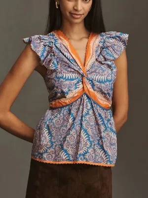 Farm Rio For Anthropologie Twist-Front Blouse thumbnail 1