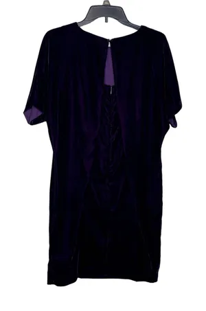 Lauren Ralph Lauren Women Shift Dress Velvet Short Sleeve Keyhole Purple Size 4 thumbnail 1