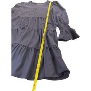 Tuckernuck Women's M Blue Tiered Mini Dress Long‎ Sleeve V-Neck Pomander Place thumbnail 7