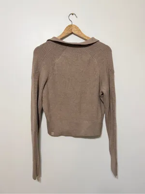 Lululemon Collared Merino Wool-Blend Sweater Medium Heathered Beech Wood thumbnail 5